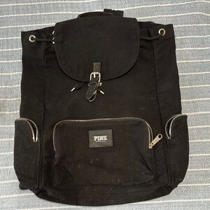 PINK Victoria's Secret Black Canvas Backpack